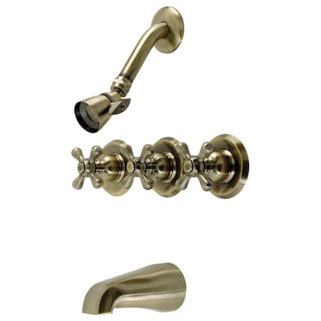 Kingston Brass KB233AXAB Three-Handle Tub and Shower Faucet, Antique Brass KB233AXAB